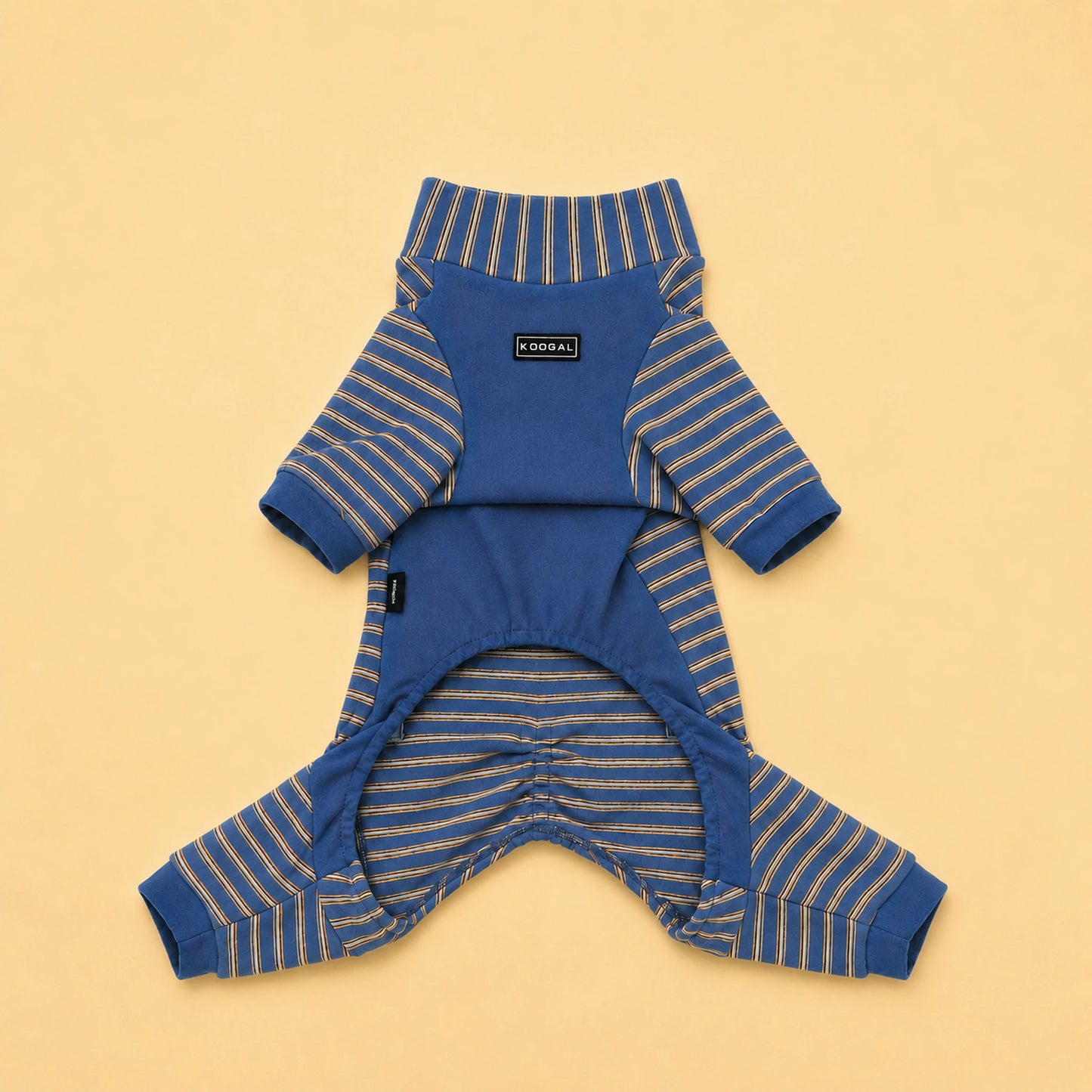 Flat lay of the blue Labrador Four-Leg Lounge Onesie