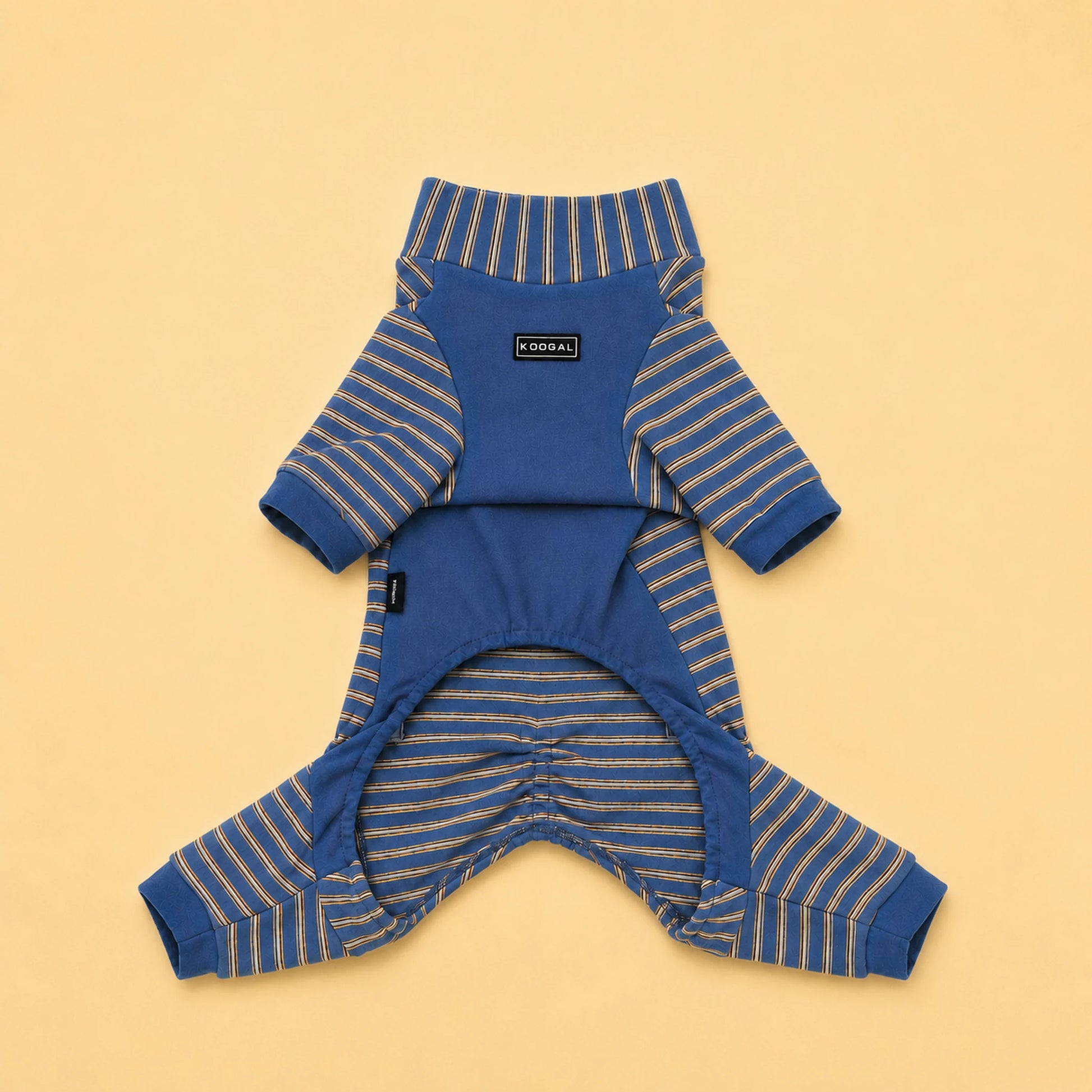 Flat lay of the blue Labrador Four-Leg Lounge Onesie