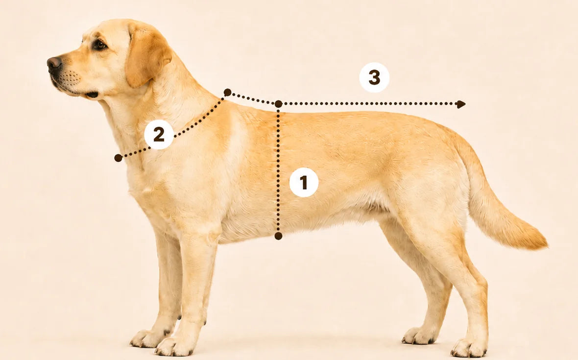 Side profile Labrador size measurement reference